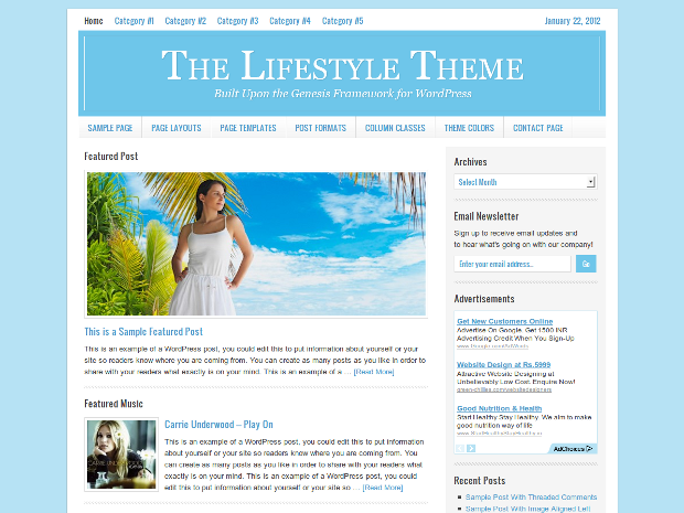 Lifestyle WordPress Theme Free Download - Genesis Child Theme