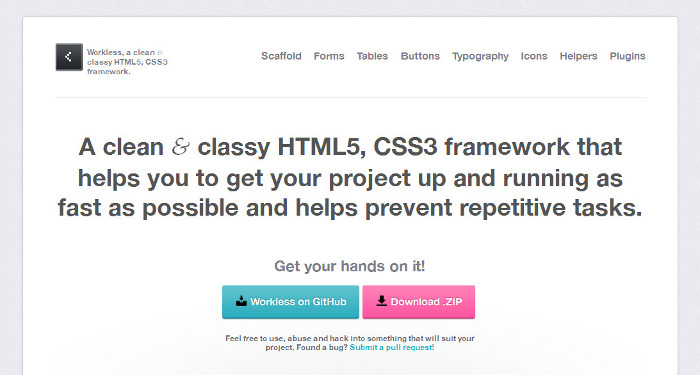 Workless HTML5, CSS3 framework